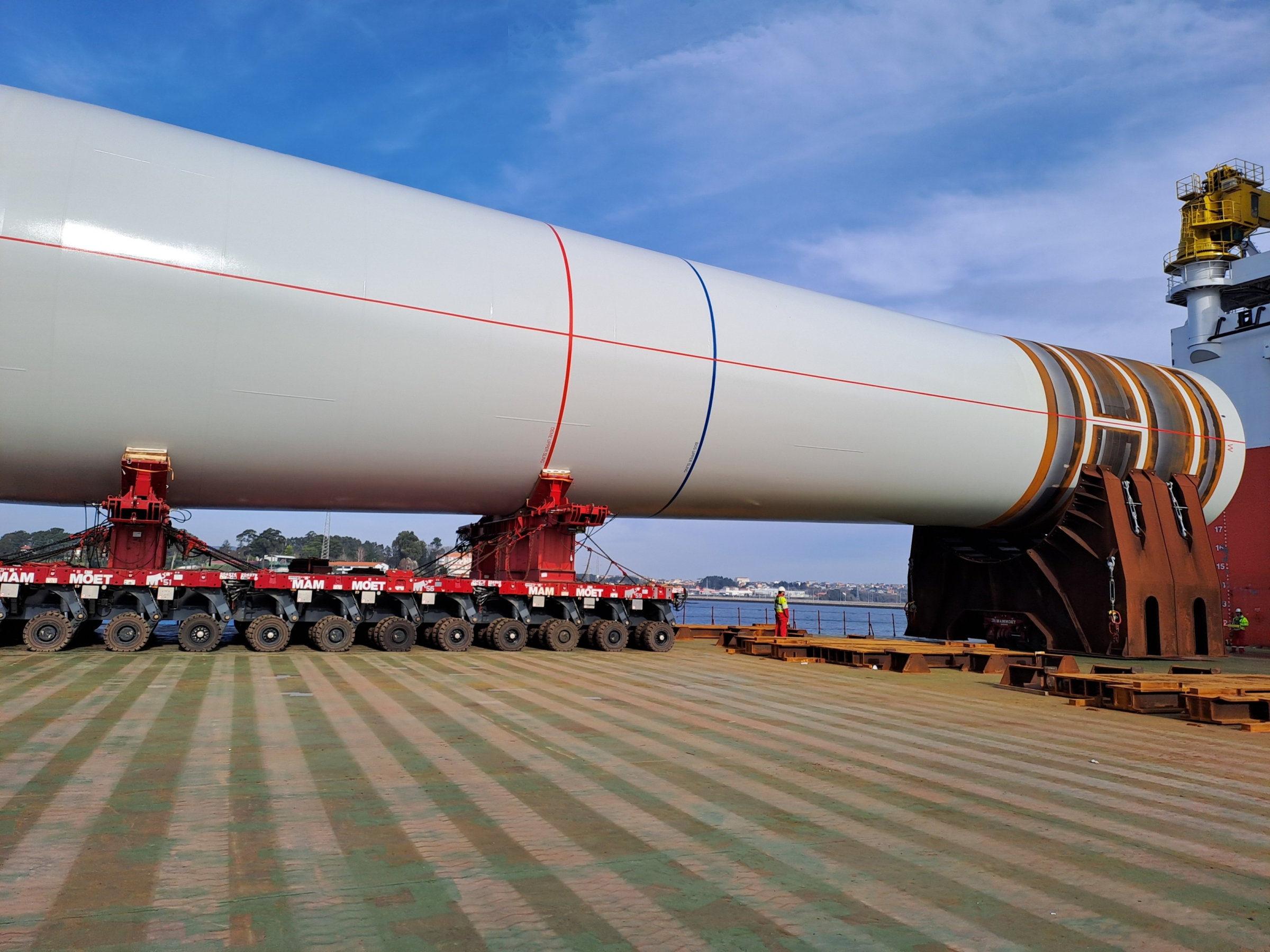 14 XXL monopiles readied for installation with efficient movements and specialized equipment